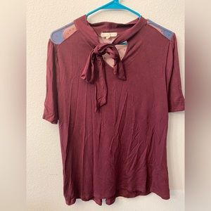 Another Reason Neck tie with mesh detail blouse. Size XL.